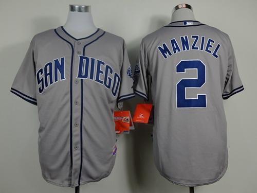 Padres #2 Johnny Manziel Grey Cool Base Stitched MLB Jersey - Click Image to Close